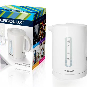 Чайник электрический пластик Ergolux ELX-KH01-C01 1.7л 2300Вт спираль белый (12)