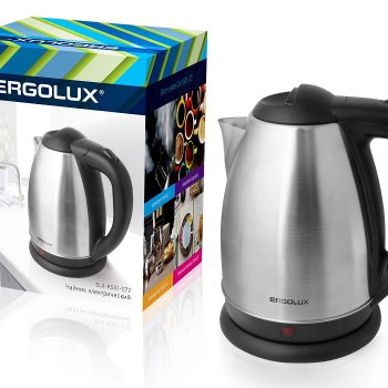 Чайник электрический сталь Ergolux ELX-KS01-C72 1.8л 2300Вт черный (12)