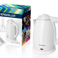 Чайник электрический пластик Ergolux ELX-KS02-C01 1.8л 2300Вт белый (12)