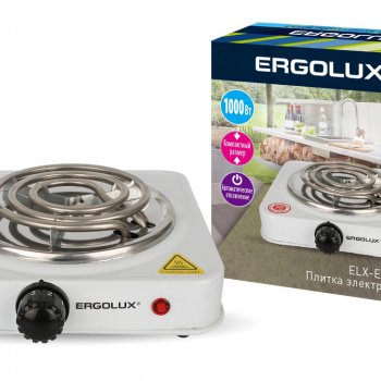 Электроплитка 1конфорка Ergolux ELX-EP01-C01 1000Вт спираль белый (12)