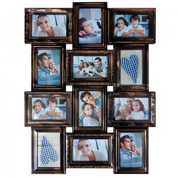 Мультирамка Platinum BIN 12 фото черный с золотом (1/6)