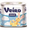 Бумага туалетная Veiro 2слоя Classic  4шт белый (12/576)*