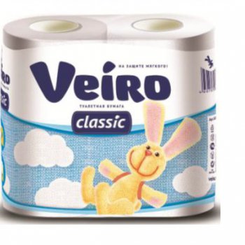 Бумага туалетная Veiro 2слоя Classic  4шт белый (12/576)*