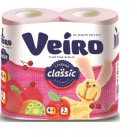 Бумага туалетная Veiro 2слоя Classic  4шт розовый (12/576)*