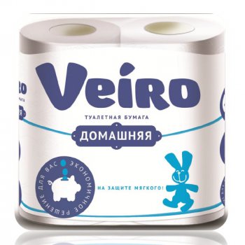 Бумага туалетная Veiro 2слоя Домашняя  4шт белый (12/576)