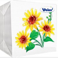 Салфетки бумажные Veiro 1слой  Желтый Цветок 100шт (45)