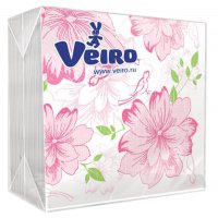 Салфетки бумажные Veiro 1слой Цветочки 50шт (90)