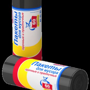 Пакеты для мусора Стандарт  60л 30шт рул 9мкм черный (24)