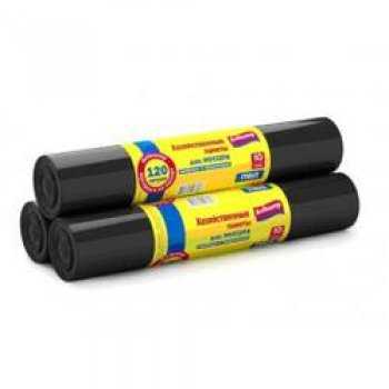 Пакеты для мусора 120л 10шт 13мкм рулон черный Avikomp Стандарт (24)