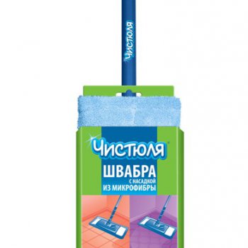 Швабра с насадкой из микрофибры 10х40см высота 70-120см Чистюля (24)