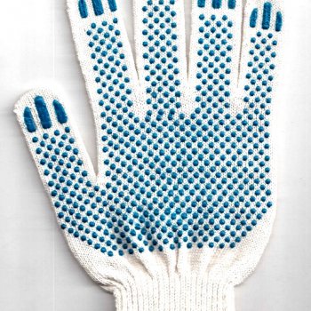 Перчатки х/б с ПВХ 4 нити белые Точка 7 класс размер 7 (10/200)