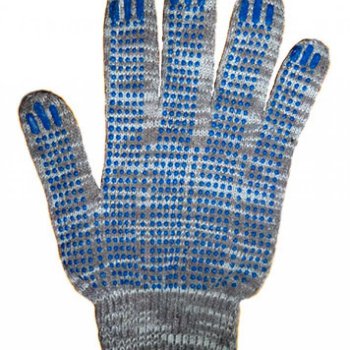 Перчатки х/б с ПВХ 5 нитей серые Точка 7 класс размер 9 (10/200)