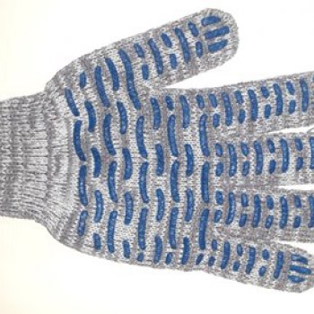 Перчатки х/б с ПВХ 6 нитей серые Волна 7 класс размер 9 (10/200)