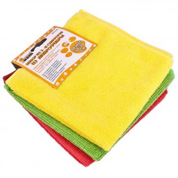 Салфетка микрофибра 30х30см 3шт MFS02/3 РыжийКот (40)