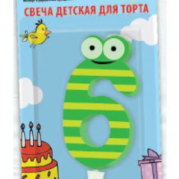 Свеча PATERRA для торта Цифра 6 (1*BL) (24)