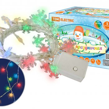 Гирлянда TDM 50LED MULTI Снежинки 5м 8 режимов IP20 (36)
