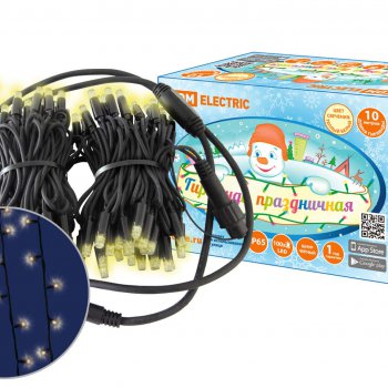 Гирлянда TDM СГУ100Б10 100LED 3000К 10м каучук черный посл.подкл. IP65 (12)