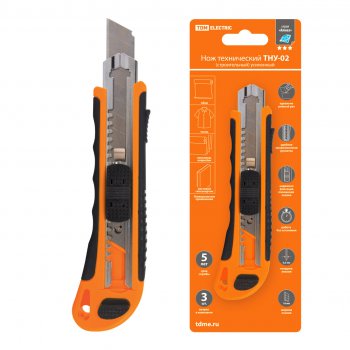 Нож технический ТНУ-02 18мм усиленный TDM (12)