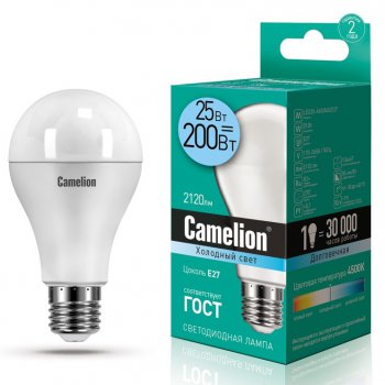 Лампа диодная A65 25Вт Е27 4500К 2120Лм Camelion (20/100)