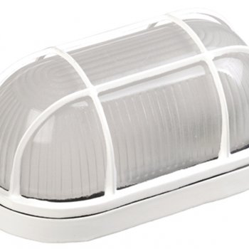 Светильник Е27 герметичный 1402 60Вт 212x105x100мм овал IP54 решетка IEK белый (12)