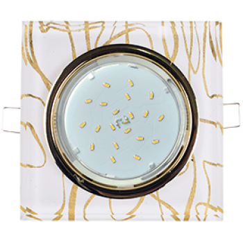 Ecola GX53 H4 5311 Glass Стекло Квадрат скошенный край Золото - золото на белом 38x120x120 (к+)