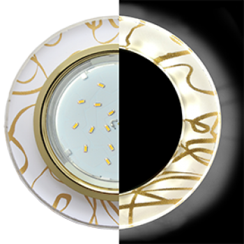 Светильник Ecola GX53 H4 LD5310 Glass Стекло Круг с подсветкой золото - золото на белом 38x126 (к+)