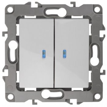 Механизм выключателя Эра 12 2кл подсветка белый (10)