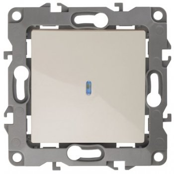 Механизм выключателя Эра 12 1кл подсветка слоновая кость (10)