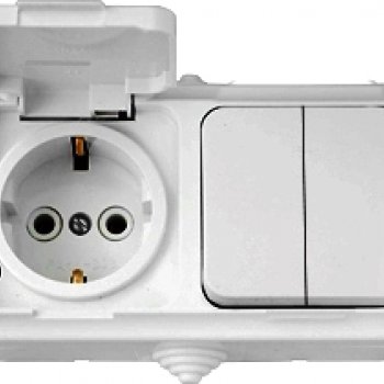 Блок Пралеска IP54 2кл. + розетка с/з (25)