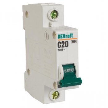 Выключатель автоматический 1P 20A 4,5kA C DEKraft BA-101 (12/144)
