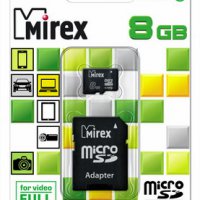 Карта micro-SD Mirex 8GB Class 10 + адаптер (SDHC)