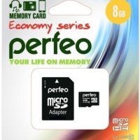 Карта micro-SD Perfeo 8GB Class 10 economy + адаптер (SDHC)