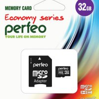 Карта micro-SD Perfeo 32GB Class 10 economy + адаптер (SDHC)