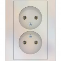Розетка Atlas 2-ая без заземления в сборе жемчуг (6)