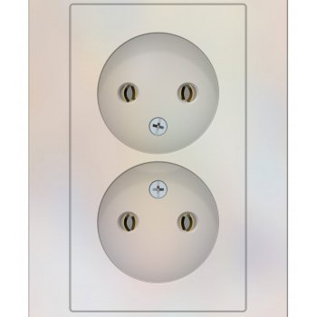 Розетка Atlas 2-ая без заземления в сборе жемчуг (6)