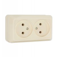 Розетка Олимп 2-ая слоновая кость б/з (10/100)