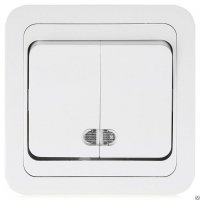 Выключатель Валери 2кл. белый подсветка (10/200)