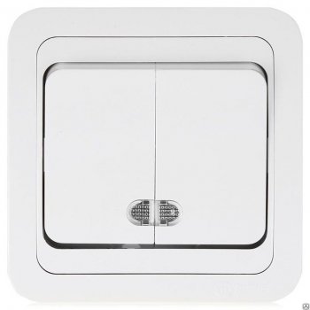 Выключатель Валери 2кл. белый подсветка (10/200)