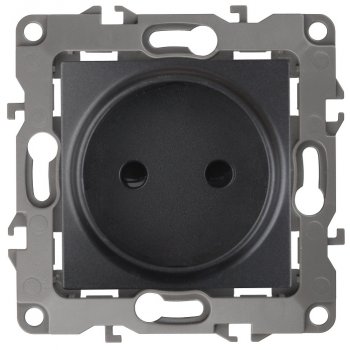 Механизм розетки Эра 12 1-ая без заземления антрацит (10)