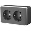 Розетка Werkel Gallant 2-ая с заземлением графит рифленый (10)