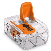 Зажим безвинтовой рычажковый 2x(0.14-4мм²) Wago (100)