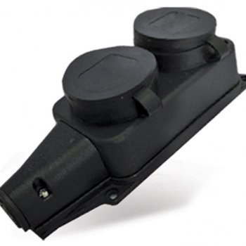 Колодка каучук Универсал 2гнезда с заземлением 16А (10)