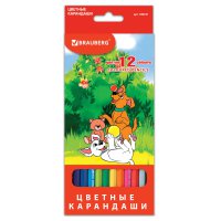 Карандаши цветные 12 цветов BRAUBERG "My lovely dogs" заточенные картонная упаковка (1)