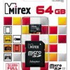 Карта micro-SD Mirex 64GB Class 10 + адаптер (SDXC) UHS-I
