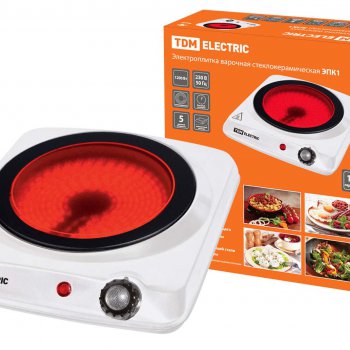 Электроплитка 1конфорка TDM ЭПК1 1200Вт стеклокерамика d177мм чёрный (6)