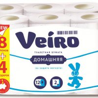Бумага туалетная Veiro 2слоя Домашняя 12шт белый(4/192)