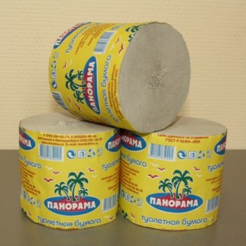 Бумага туалетная Панорама 1слой б/втулки 27-34м (48