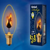 Лампа диодная свеча  3Вт Е14 Uniel Flame пламя (100)