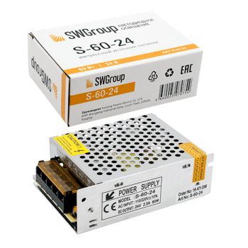 Драйвер 24В 60Вт IP20 110x78x36мм SWG (100)