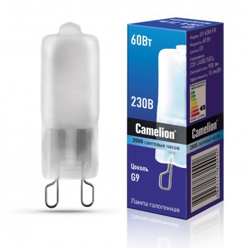 Лампа галогенная G9 60Вт 220В капсула Camelion матовая (100)